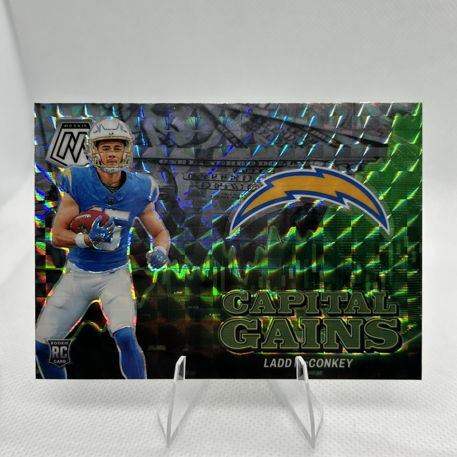 2024 Panini Mosaic - Capital Gains Ladd McConkey #13 Silver Prizm (RC)