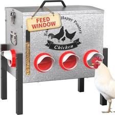 10gal 55LB Large Automatic Chicken Feeder with Window - 8 Port No Waste Desig...