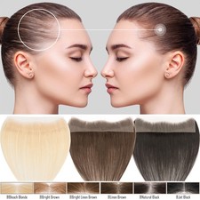Full Lace Human Hair Topper Women Frontal Hairline Hairpiece 0.75x6.25" 1.5"x11"