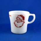 Vintage Corning Pyrex Christmas Party Santa Mug Charleroi Plant USA Milk Glass