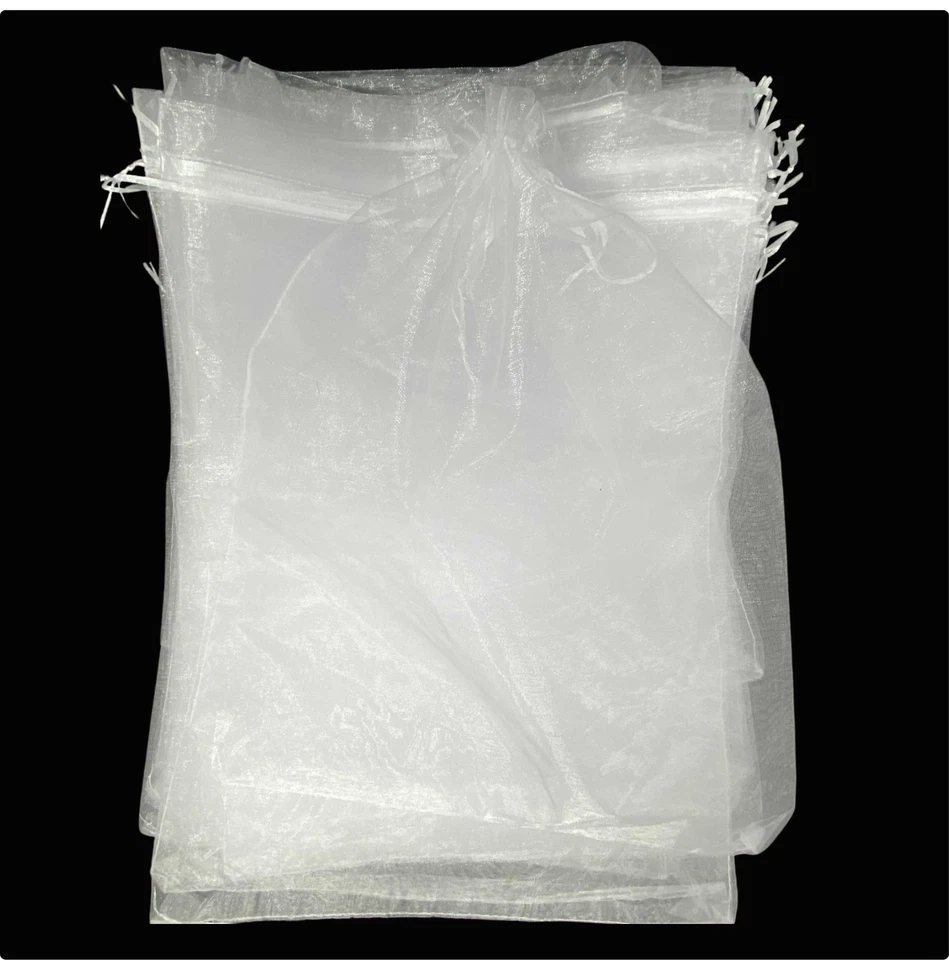50 Pack Large Organza Gift Bags 12x16 Inch White Weddings Birthdays - Image 3 of 4