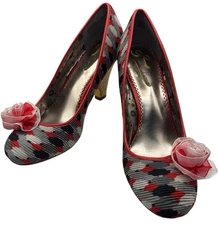 Poetic License Picnic Ready Pleated Rosette Wicker Heel Pump Multi EU38.5 US7.5