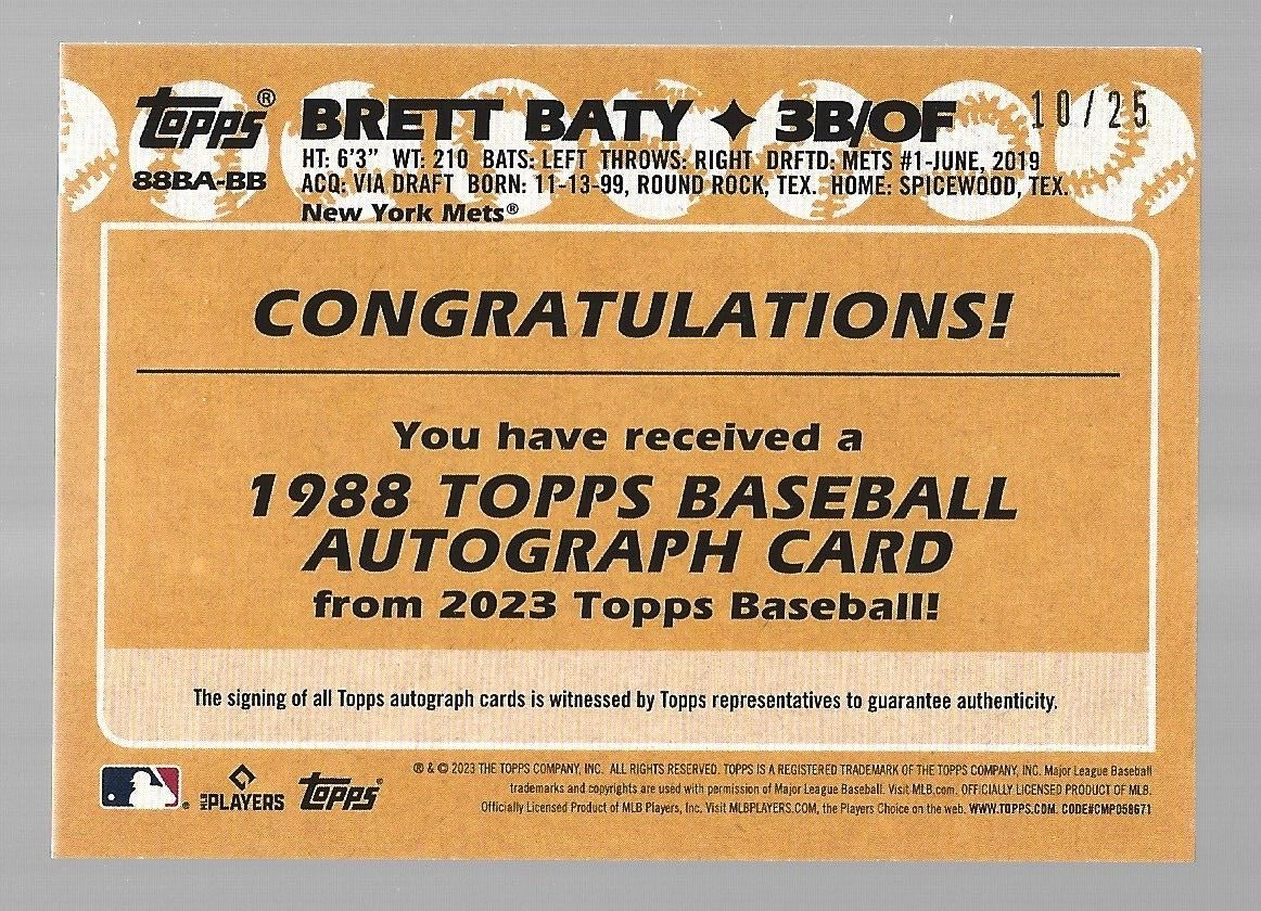 2023 Topps Chrome Lets Let's Go #LGC-39 Brett Baty RC Rookie SSP  Insert NY Mets