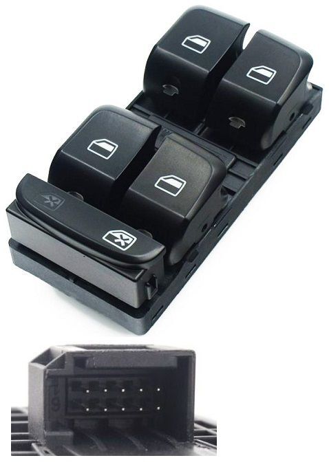 Commutateur de lève-vitre avant gauche Audi A4 B8 et Q5 en plastique ABS noir