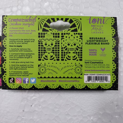 Ioni Cosmetics 3D Faux Mink Lashes Reusable Handmade Day of the Dead SEE VIDEO - Picture 24 of 30