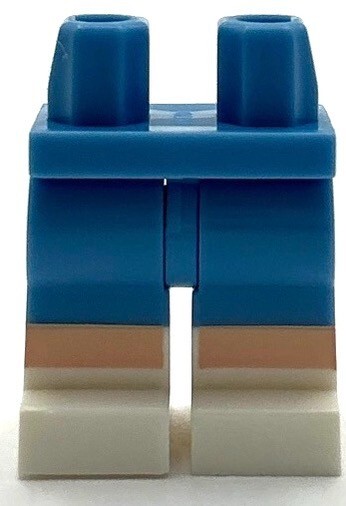 Lego New Medium Blue Pants Minifigure Legs White Boots Light