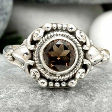 Smoky Topaz 925 Sterling Silver Ring - Size 8