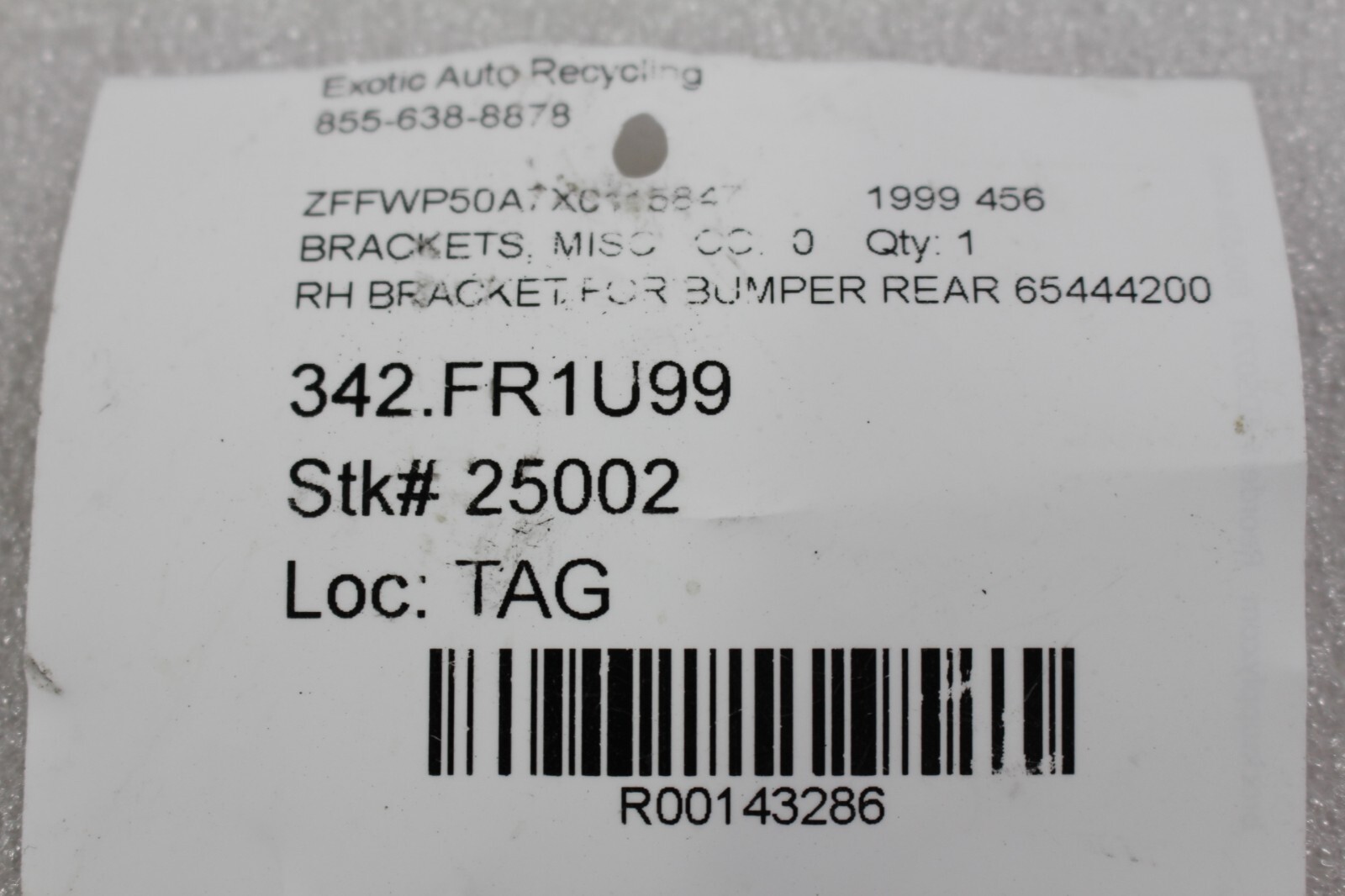 Ferrari 456 M, RH, Right, Rear Bumper Bracket, Used, P/N 65444200