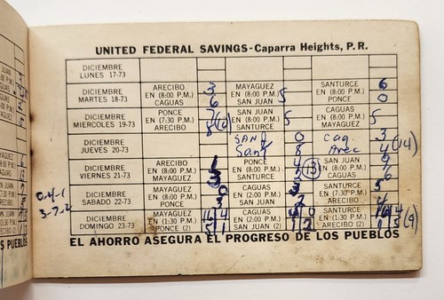 VINTAGE ITINERARY / 1973-74 SEASON / PUERTO RICO BASEBALL WINTER LEAGUE - Picture 2 of 5