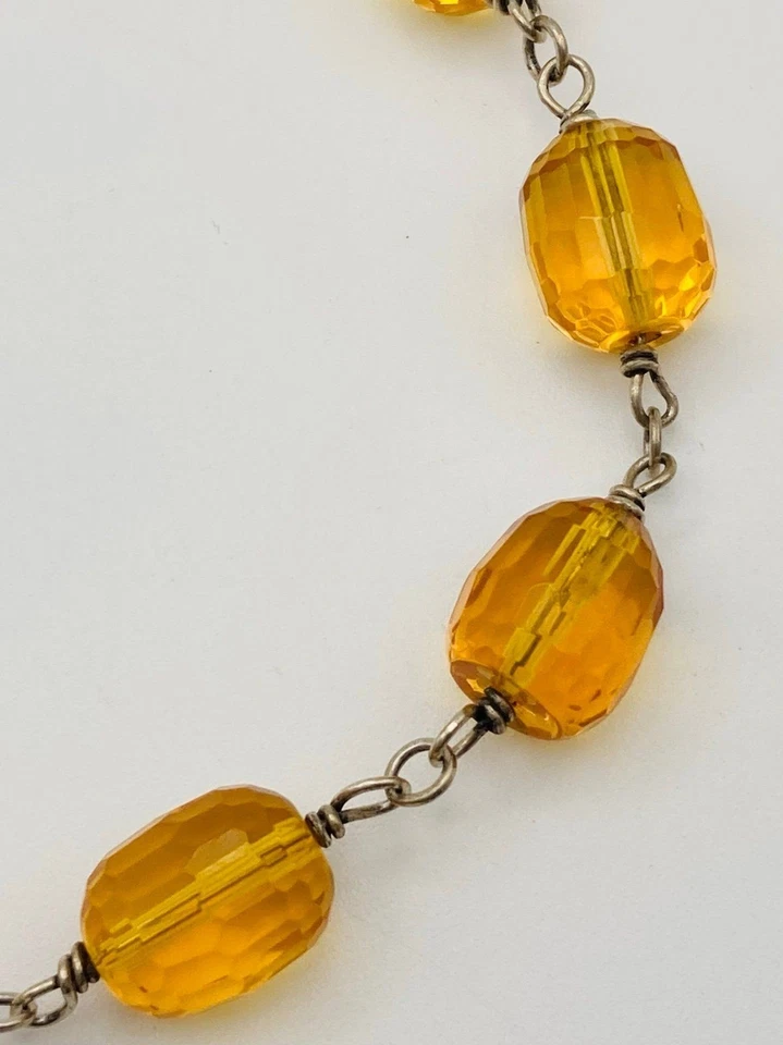 Pulsera de cuentas de citrino natural facetado de plata de ley 925 Foto 4 de 4