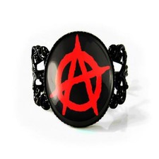 Anarchy Symbol Ring Punk Rock Handmade Adjustable Filigree Ring