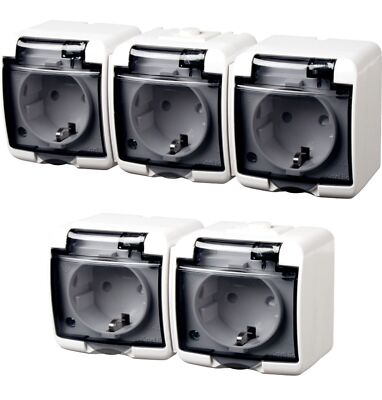 Aufputzsteckdose 2-fach, 3-fach  Feuchtraum IP44 16A  Aufputz Montage Made in EU