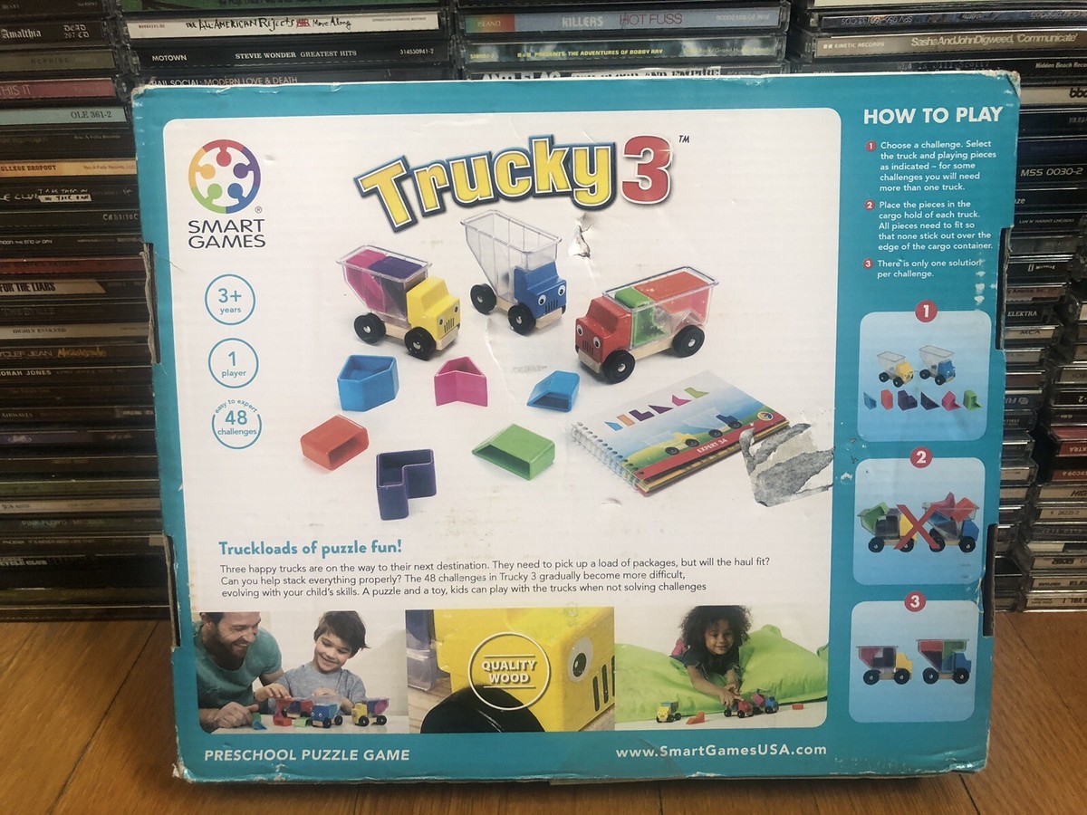 Smart Games Trucky 3 Gioco Di Logica Prescolare, Con 48 Sfide E Camioncini, Per Bambini 3+ Anni, Gioco Educativo Da Viaggio