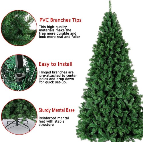 CHRISTMAS TREE GREEN ARTIFICIAL XMAS TREE 5FT 6FT 7FT 8FT 10FT WITH METAL STAND - Picture 30 of 42