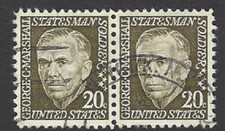 Scott# 1289  20 George C. Marshall horizontal pair with a CDS cancel (A-2)