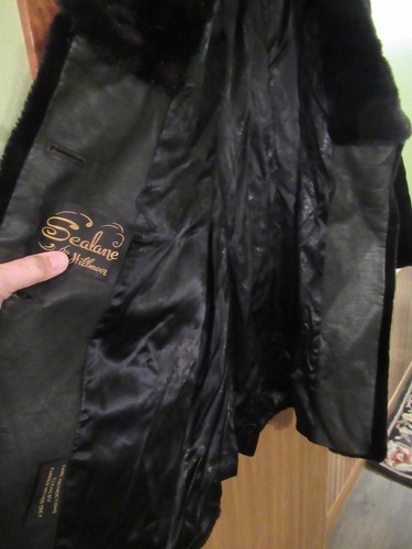Vtg WOMENS S Sealane Hillmoor Black Plush Faux Fur Coat Faux Mink Collar & Trim - Picture 7 of 9