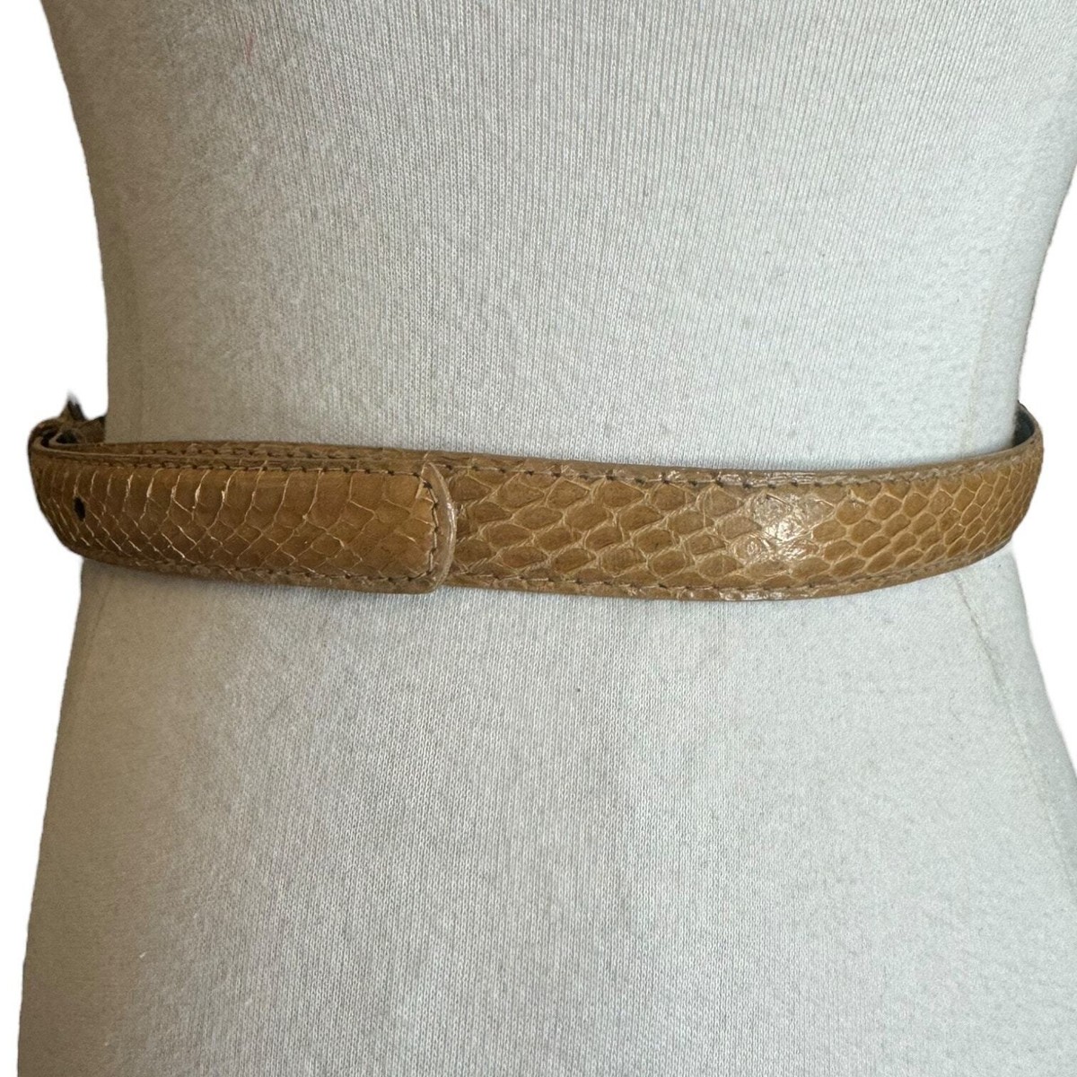 Vintage Tan Genuine Snakeskin Slim Ladies Belt | eBay display picture 3