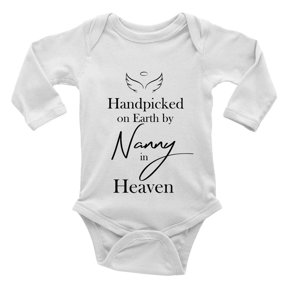 BABY ORIGINALS Hand pick by my Nanny in Heaven Long Sleeve Baby Grow Vest Bodysuit Boys Girls