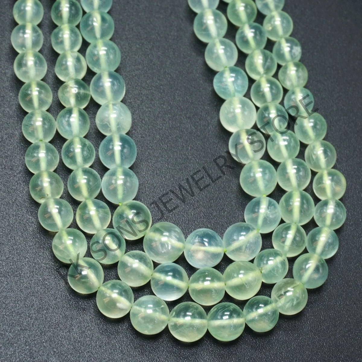 AAA Natural Prehnite Beads Green Prehnite Smooth Round Plain