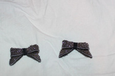 VINTAGE CLIP ON SHOES BOWS-BLACK GLITTERY