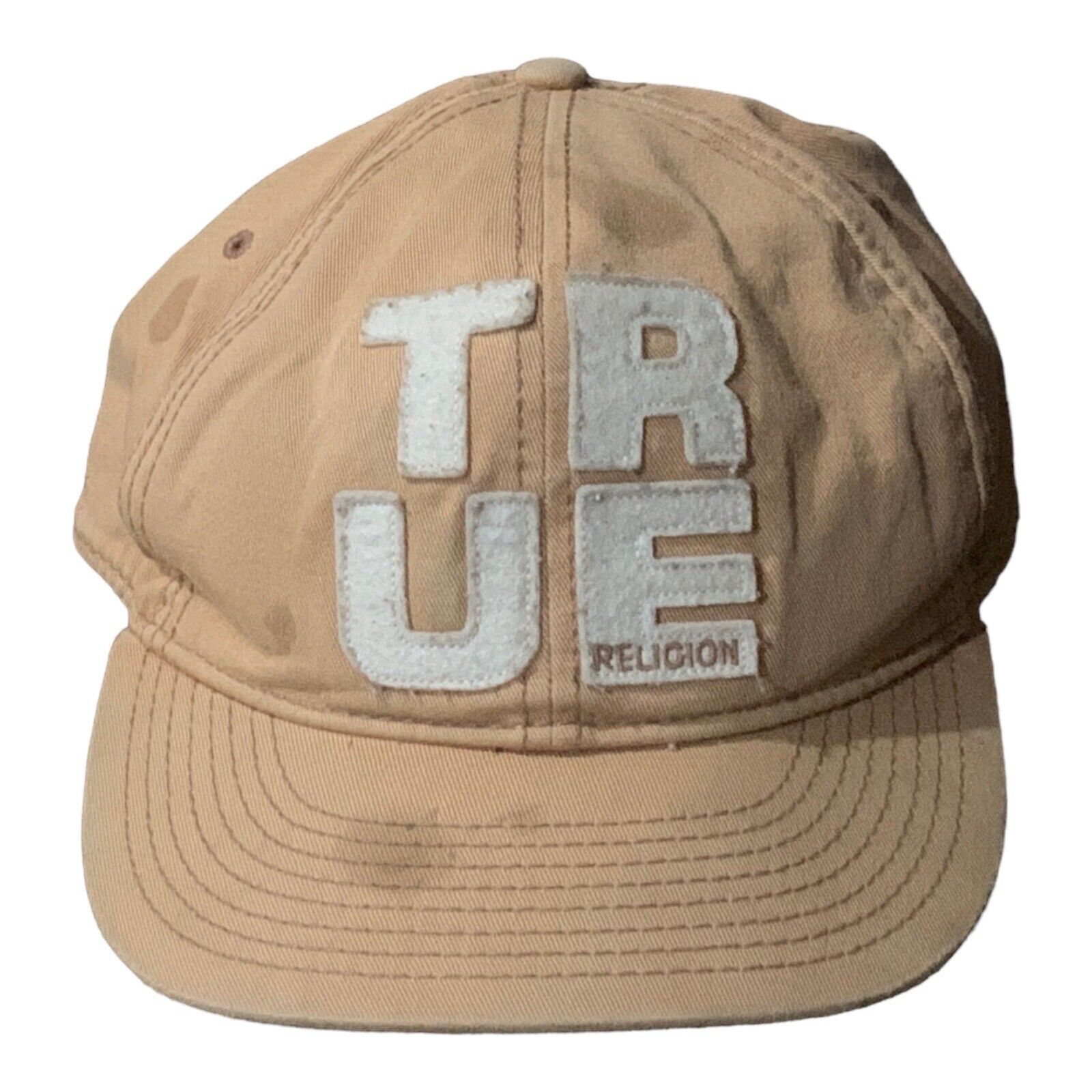 TRUE RELIGION Distressed Hat Cap Embroidered Logo… - image 1
