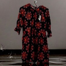 Motel Blance babydoll floral rosette shift dress Women’s Size M Gothic Y2K Style