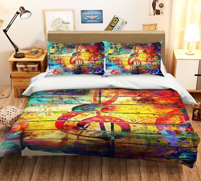 3D Musiknoten NAM537 Bett Kissenbezüge Decke Bettdecke Abdeckung Set Fay