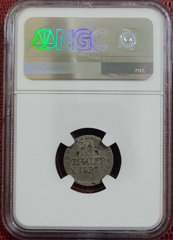 1827 GERMANY ANHALT-BETNBURG 1/24 Thaler NGC XF DETAILS SILVER 0.368 [KM#79] - Image 2 of 4