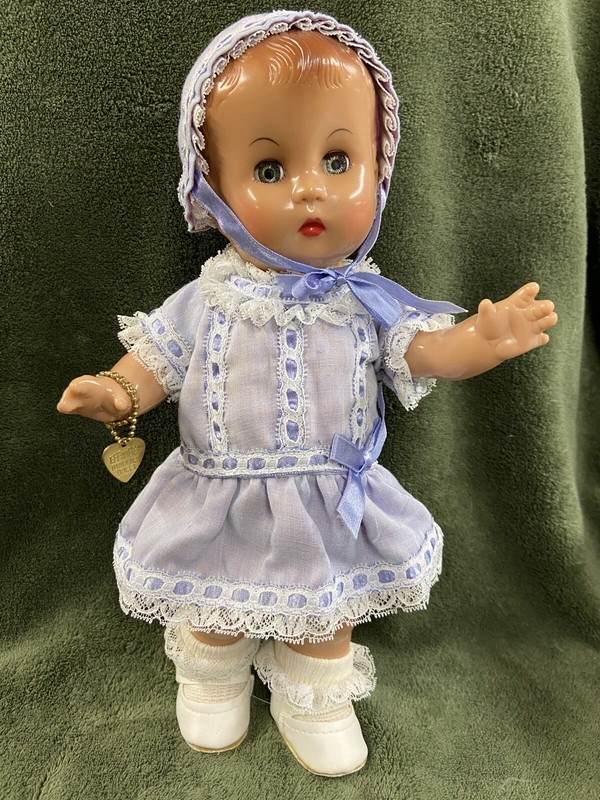 Adorable 1994 Effanbee Candy Kid Doll with Lavender Outfit and Sleepy Eyes