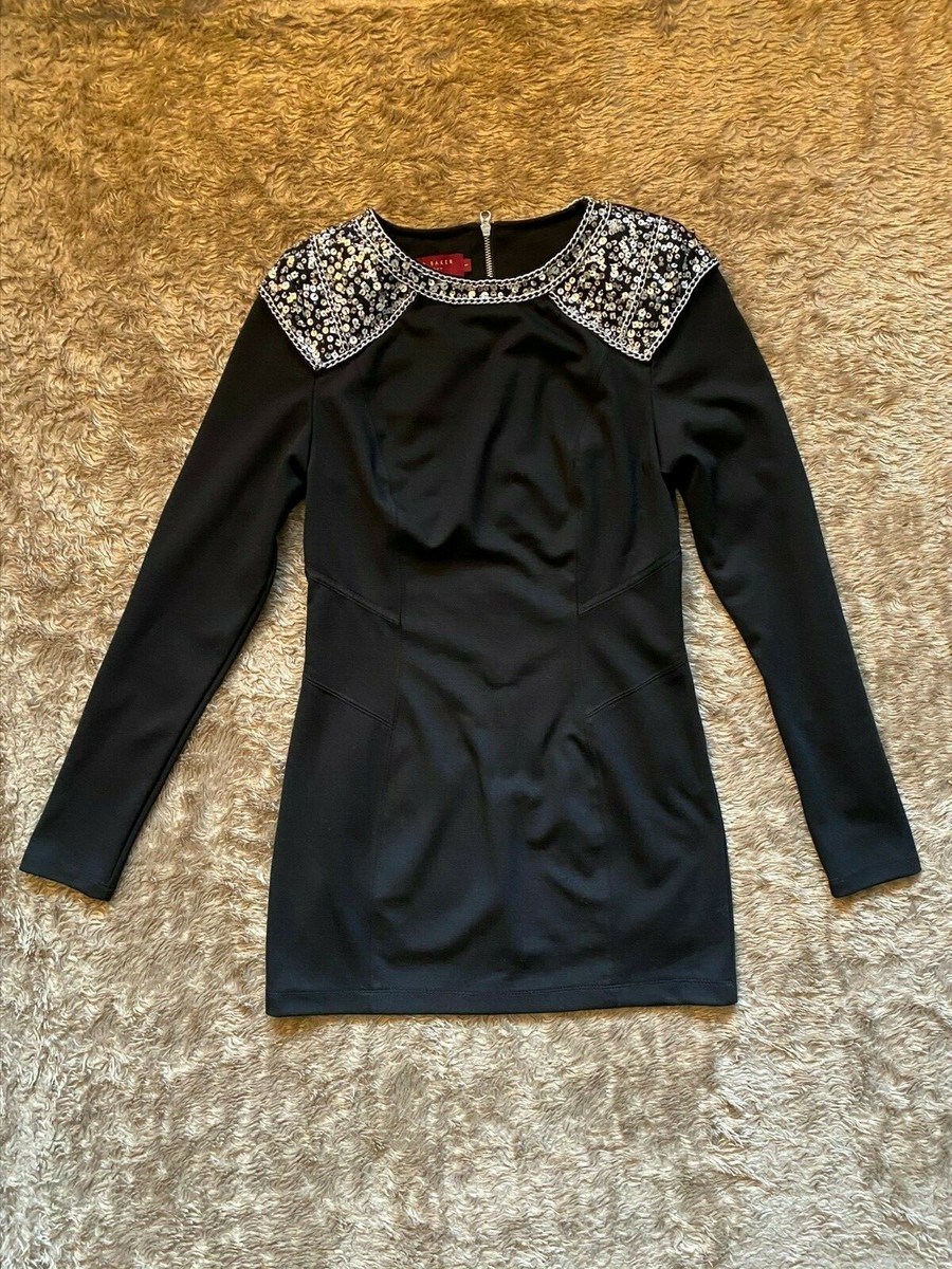 ted baker black sequin dress Baker by Ted Baker Sequin Pleated Sweat Dress