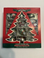 Christopher Radko Shiny Brite 12 Glass Christmas Tree Ornaments Striped 2014