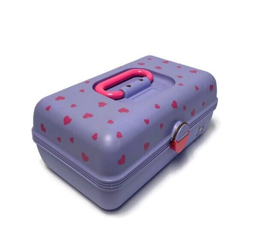 Vintage Caboodles Case Purple Lilac Pink Hearts 2602 Makeup Case 90’s - Picture 2 of 15