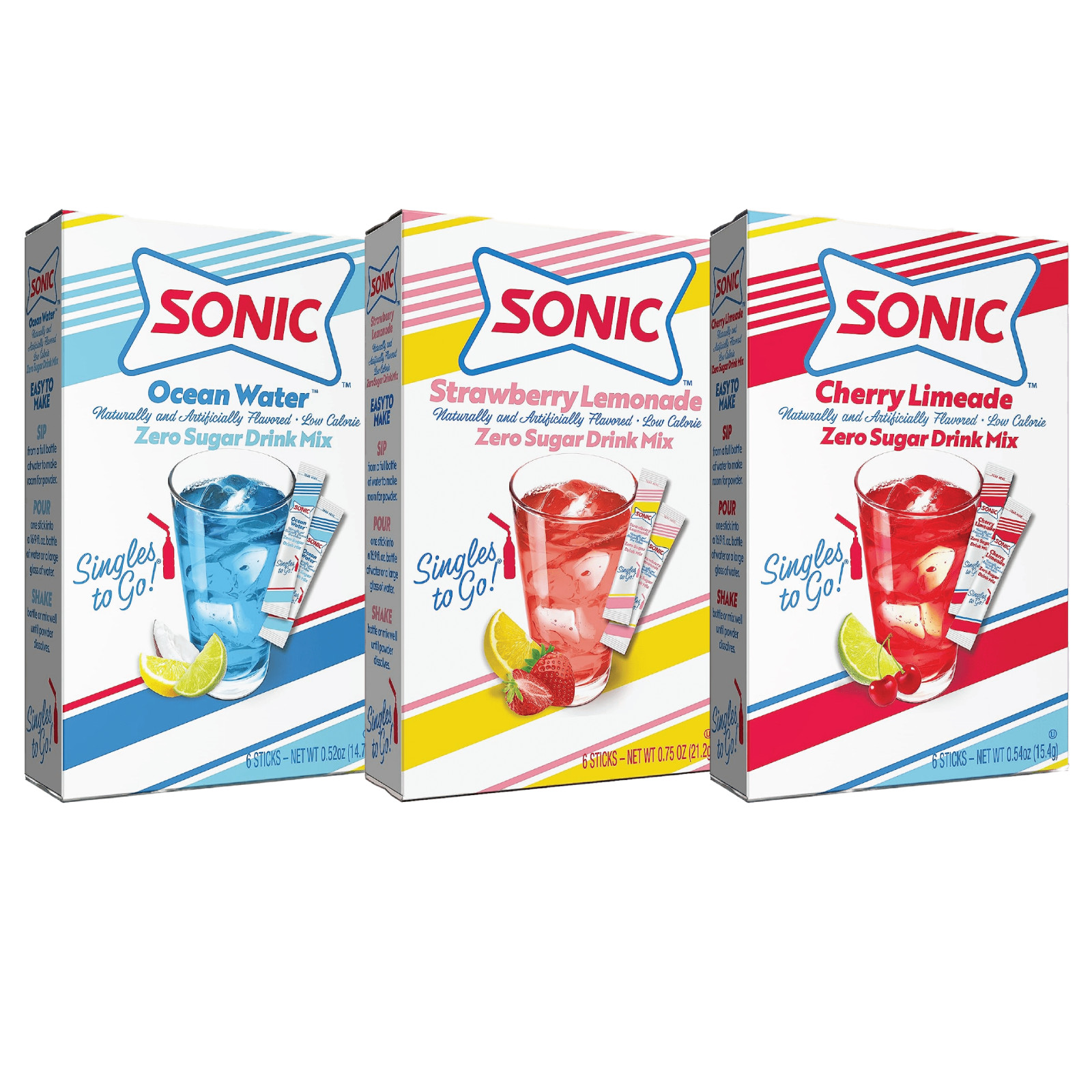 Смесь для различных напитков Sonic Singles To Go | по 6 упаковок в каждой | Смешивайте и сочетайте вкусы