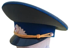 Original 1990 KGB Officer Visor Hat/Royal Blue/Vintage-Obsole/USSR/FREE SHIP US