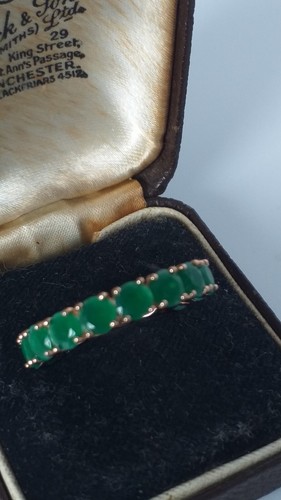 Vintage 1990er 14 Kt Walzgold Smaragd Ring Größe UK R US 8 1/2 - gepunzt! - Bild 7 von 10