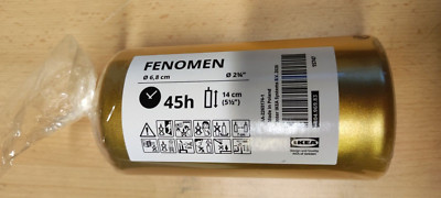 IKEA FENOMEN Kerze Blockkerze duftneutral Gold-Farbe 14 cm Brenndauer 45 Std Neu