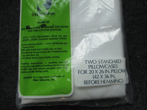 Dantrel Dan River Pillow Cases x2 Standard 20x26in Non Iron Dan Press USA Made - Picture 4 of 8