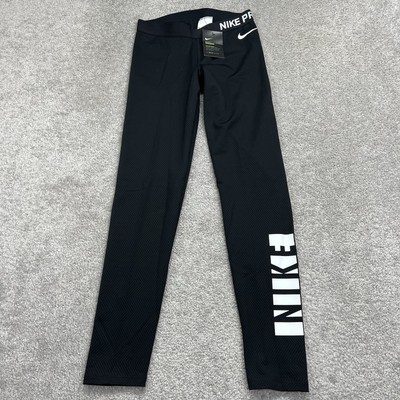 Nike Pro Warm Tight Training Pants Women s Medium Black Graphic 856238-010 NWT