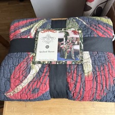 John Derian Target 50"X70" Quilted Throw Amaryllis Quilt Christmas Reversible