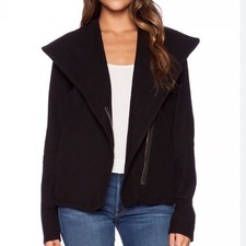 James Perse Black Asymmetrical Zip Moto Jacke...