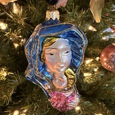 Kurt S. Adler Polonaise VIRGIN MARY Madonna Ornament Blown Glass Poland