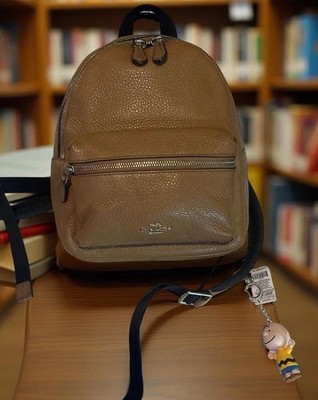 Coach Charlie Brown Pebbled Leather Backpack with Front Pocket C#0715
