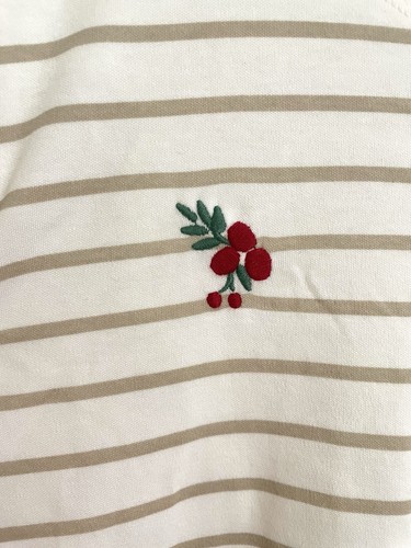 NWT Croft & Barrow Womens Holiday Long Sleeve Stripe Tee Size L Hollyberry - Picture 4 of 7