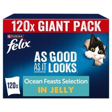 FELIX As Good As it Looks Adult Wet Cat Food Plaice,Salmon,Tuna,Cod 120 x 85g. 3.47 per kilo