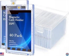 Ultimate 35pt One-Touch Magnetic Card Holder Case UV Protection 40-Pack White