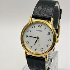 Seiko 7N01-6890 Men's Quartz Watch Classic White Dial Gold Case Used