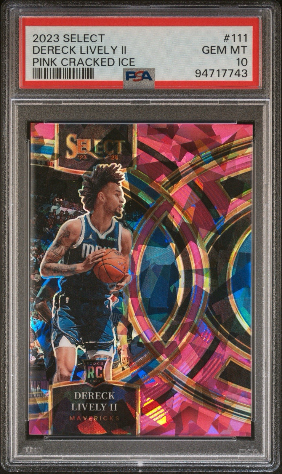 PSA 10 2023 Select 111 Premier Pink Cracked Ice Dereck Lively II RC Prizm /99!