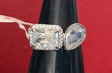 Bomb Party Ring “Call Me Baby” RG30048 CZ Rhodium Sz 10