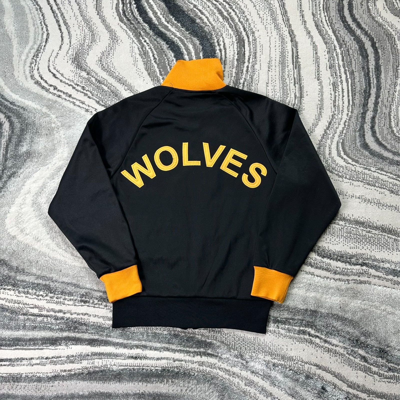 VTG Score Draw Wolverhampton Wanderers 1974 Full Zip Sz Small Black Track Jacket image 7