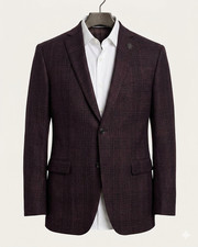 JOHN VARVATOS Bleecker Sport Coat Dark Purple Shadow Check Wool 42 R EU 52 